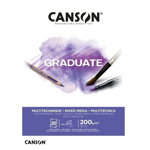 בלוק 20 דף GRADUATE A3 מיקס מדיה 200 גרם.