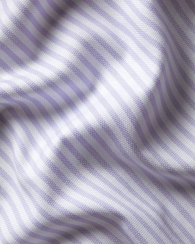 חולצה משובצת גזרת קלאסיק - Lilac Stripe Non-Iron Royal Oxford Extra Slim Fit Shirt
