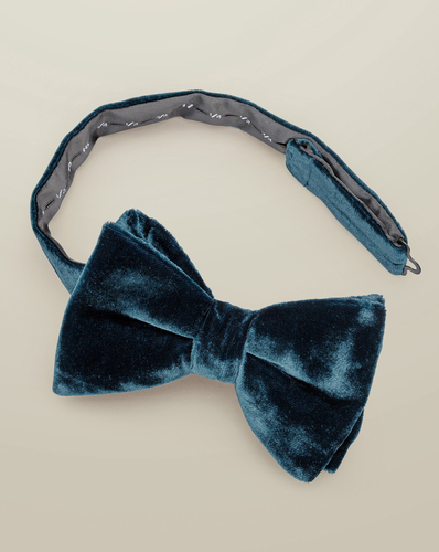 פפיון קשר מוכן - Teal Green Velvet Bow Tie