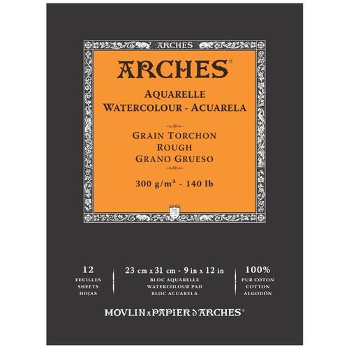 בלוק צבעי מים 100% כותנה 23/31 300 גר' Arches Rough