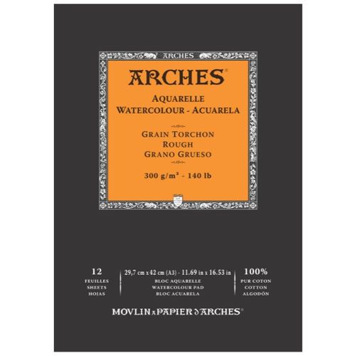 בלוק צבעי מים 100% כותנה 29.7/42 300 גר' Arches Rough