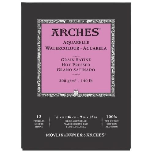 בלוק צבעי מים 100% כותנה 21/29.7 300 גר' Arches Hot Pressed