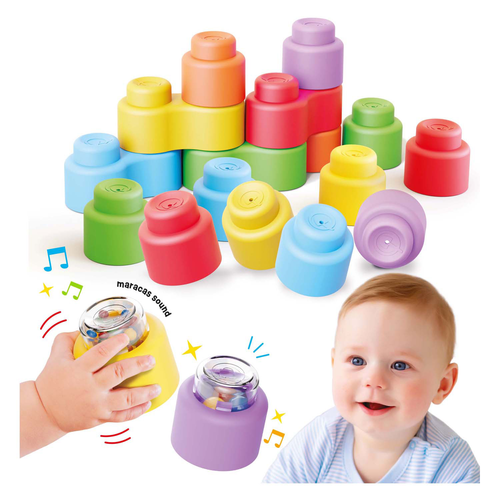 18 קוביות בנייה רכות Momy Soft – חוויה חושית מוזיקלית
