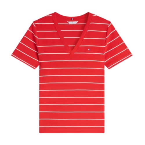 חולצה TOMMY JEANS מידות XS-XL לנשים בגוון אדום עם פסים