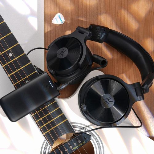 אוזניות OneOdio Studio Max 1 DJ אלחוטיות דגם SX1 - מבט צד על רקע לבן עם עיצוב Over-Ear שחור ומשדר M1 לשיהוי נמוך 20ms