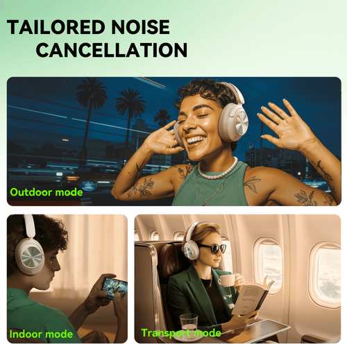 אוזניות OneOdio Focus A6 Over-ear אלחוטיות בצבע שחור עם ANC היברידי 48dB, דרייבר 40 מילימטר ותמיכה ב-LDAC לאיכות Hi-Res Audio
