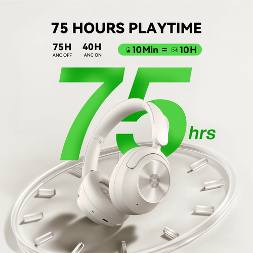 אוזניות OneOdio Focus A6 Over-ear אלחוטיות בצבע שחור עם ANC היברידי 48dB, דרייבר 40 מילימטר ותמיכה ב-LDAC לאיכות Hi-Res Audio