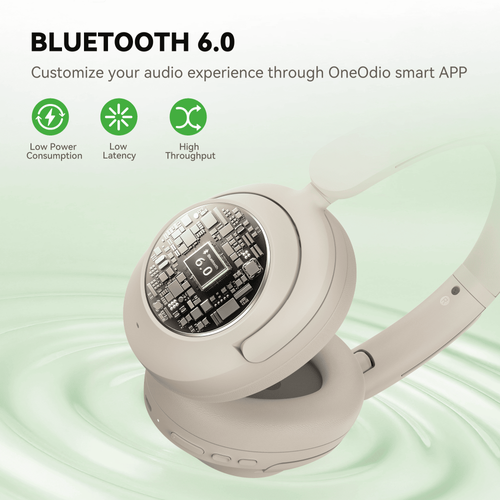 אוזניות OneOdio Focus A6 Over-ear אלחוטיות בצבע שחור עם ANC היברידי 48dB, דרייבר 40 מילימטר ותמיכה ב-LDAC לאיכות Hi-Res Audio