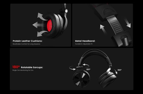 אוזניות OneOdio Studio Max 1 DJ אלחוטיות דגם SX1 - מבט צד על רקע לבן עם עיצוב Over-Ear שחור ומשדר M1 לשיהוי נמוך 20ms