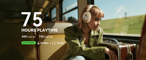 אוזניות OneOdio Focus A6 Over-ear אלחוטיות בצבע שחור עם ANC היברידי 48dB, דרייבר 40 מילימטר ותמיכה ב-LDAC לאיכות Hi-Res Audio