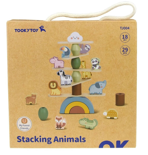 מגדל איזון חיות מעץ 29 חלקים