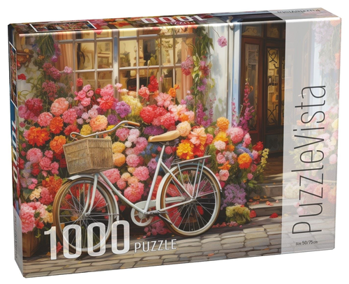 פאזל 1000 חלקים - אופניים בגינה פורחת