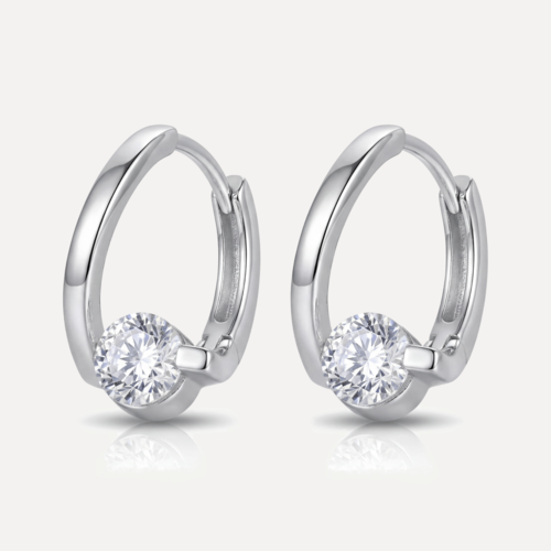 עגיל חישוק אבן עגולה