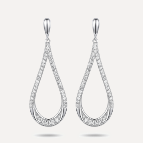 עגיל טיפה משובץ זירקונים