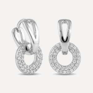 עגיל צמוד עם חישוק משובץ תלוי