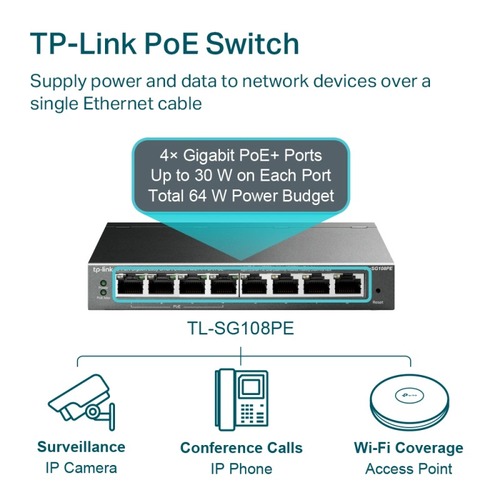 מתג  TL-SG108PE GIGA POE 4+4 55W