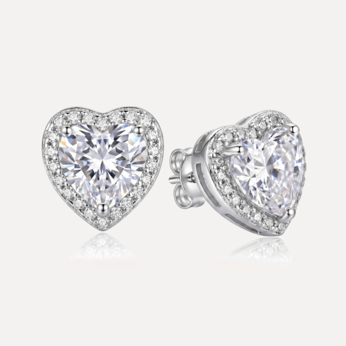 עגילי לב משובצים צמודים