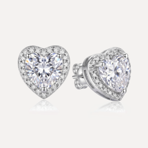 עגילי לב משובצים צמודים