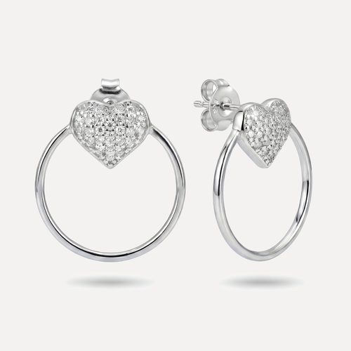 עגילי לב משובץ 