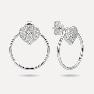 עגילי לב משובץ 