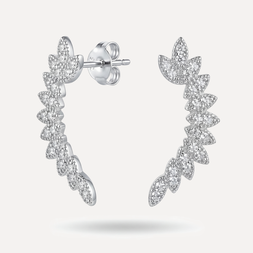 עגילי עלה משובצים