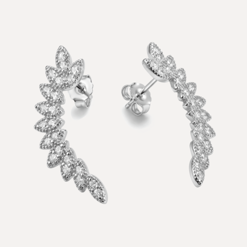 עגילי עלה משובצים