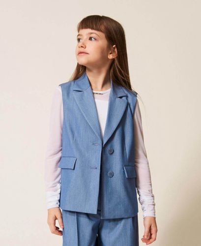 End-on-end cloth single-breasted sleeveless jacket