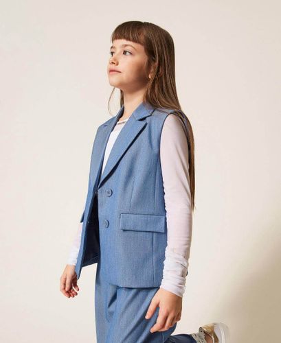 End-on-end cloth single-breasted sleeveless jacket