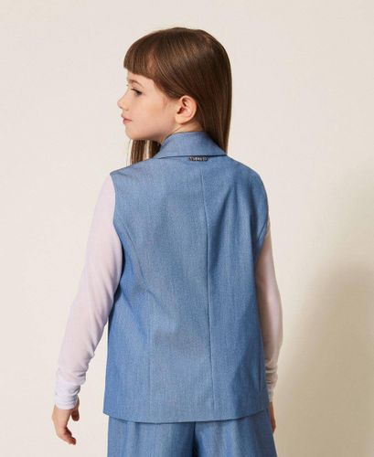 End-on-end cloth single-breasted sleeveless jacket