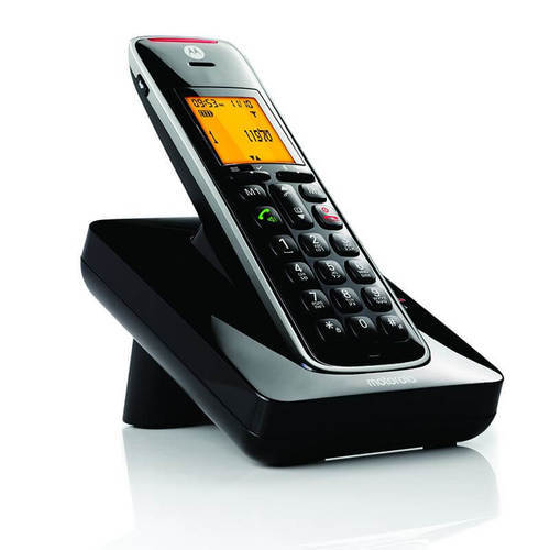 טלפון אלחוטי בעברית MOTOROLA CD201 כולל ספיקר (לבן/ שחור)