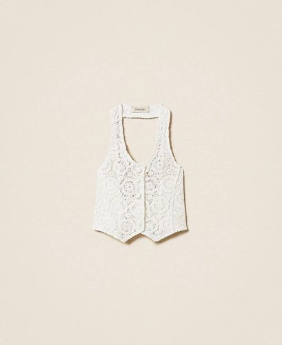Macramé lace fitted waistcoat