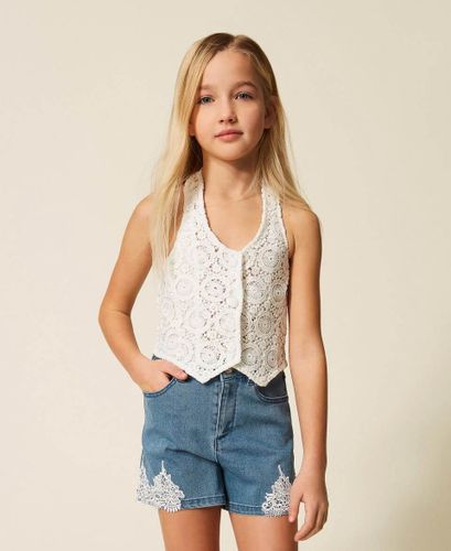 Macramé lace fitted waistcoat
