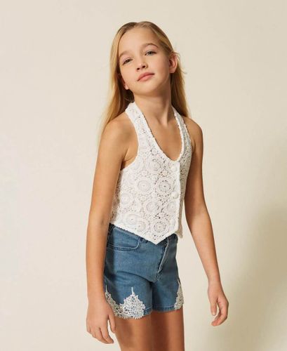 Macramé lace fitted waistcoat