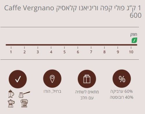 3 ק”ג פולי קפה וריניאנו קלאסיק Caffe Vergnano 600