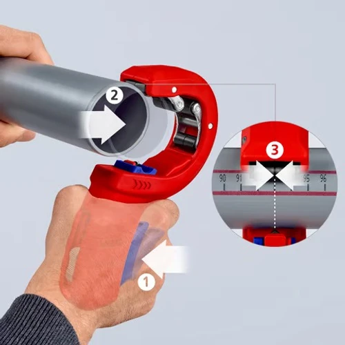 מספרי צינור KNIPEX DPT50 לחיתוך צינורות פלסטיק בעלי דפנות עבות 90 23 02 BK קניפקס