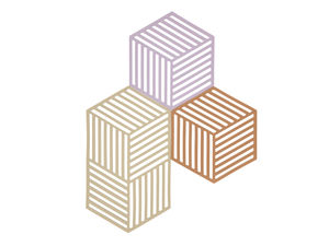 מארז 3 תחתיות לסירים Hexagon - סגול בהיר/חול/טרקוטה