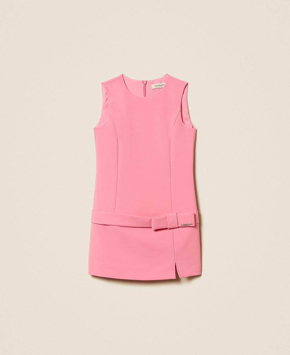Short crêpe dress with bow