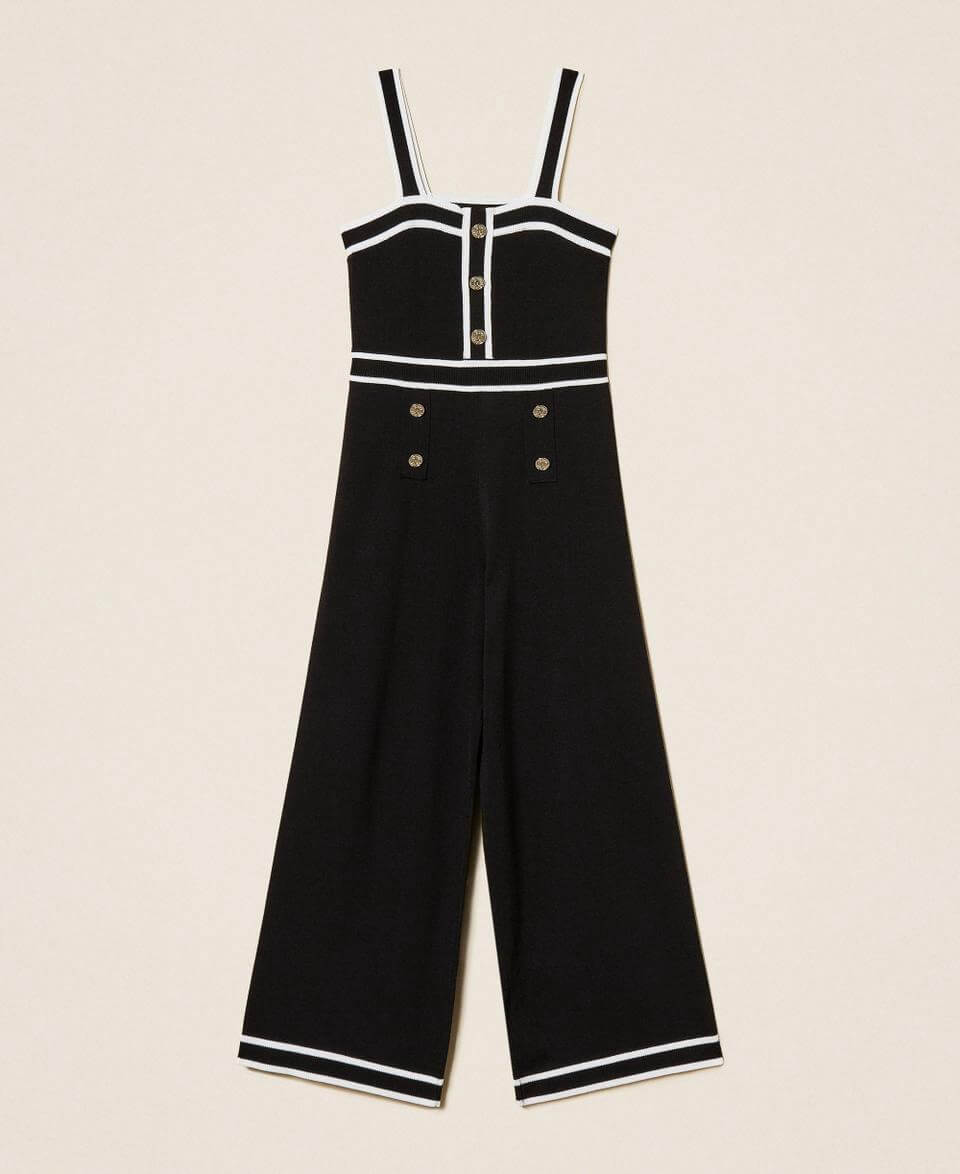 Knit jumpsuits with contrasting trims