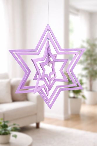 מובייל מגן דוד מסתובב מעץ