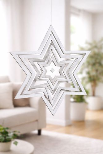 מובייל מגן דוד מסתובב מעץ