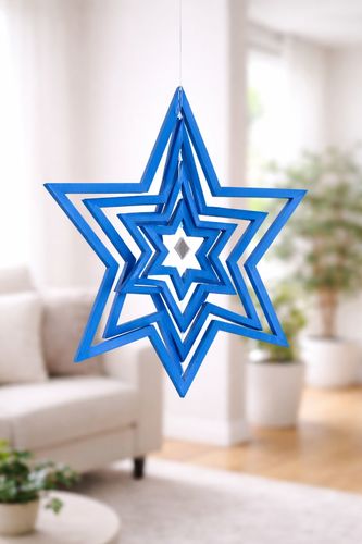 מובייל מגן דוד מסתובב מעץ