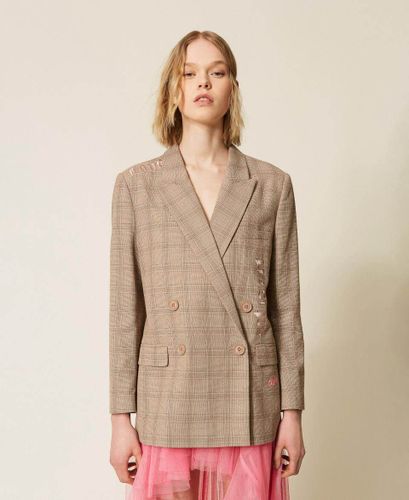 MYFO check blazer with embroidery