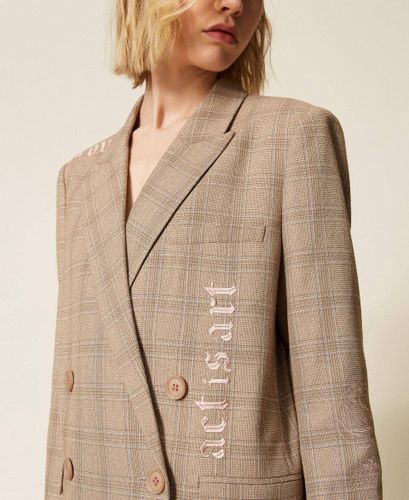 MYFO check blazer with embroidery