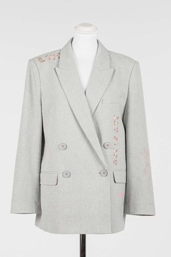 MYFO check blazer with embroidery