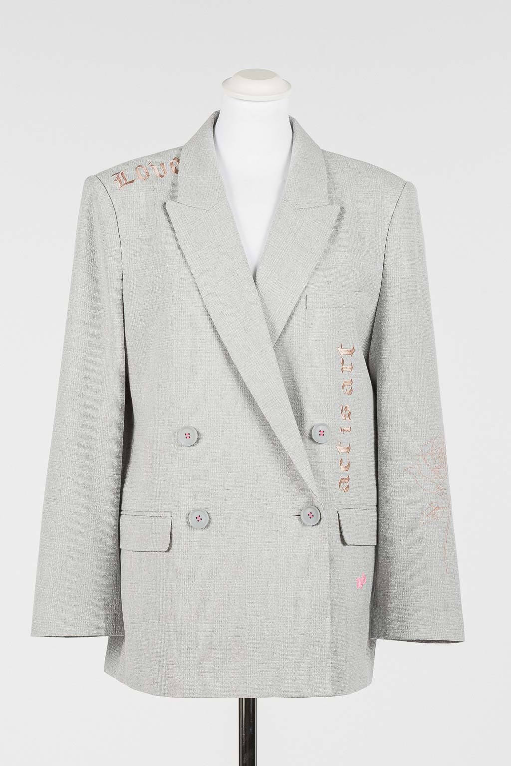 MYFO check blazer with embroidery