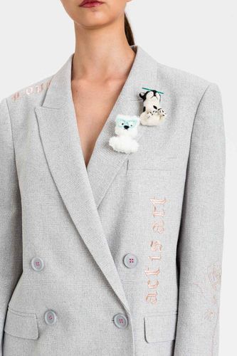MYFO check blazer with embroidery