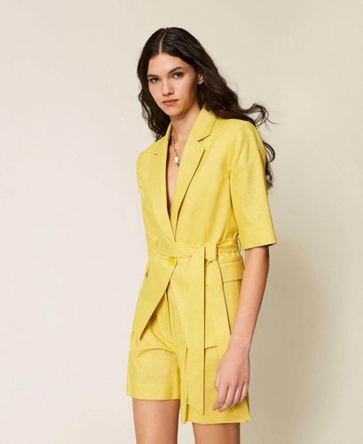 Linen blend blazer with lurex