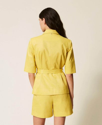 Linen blend blazer with lurex
