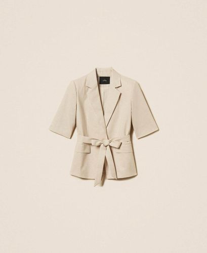 Linen blend blazer with lurex