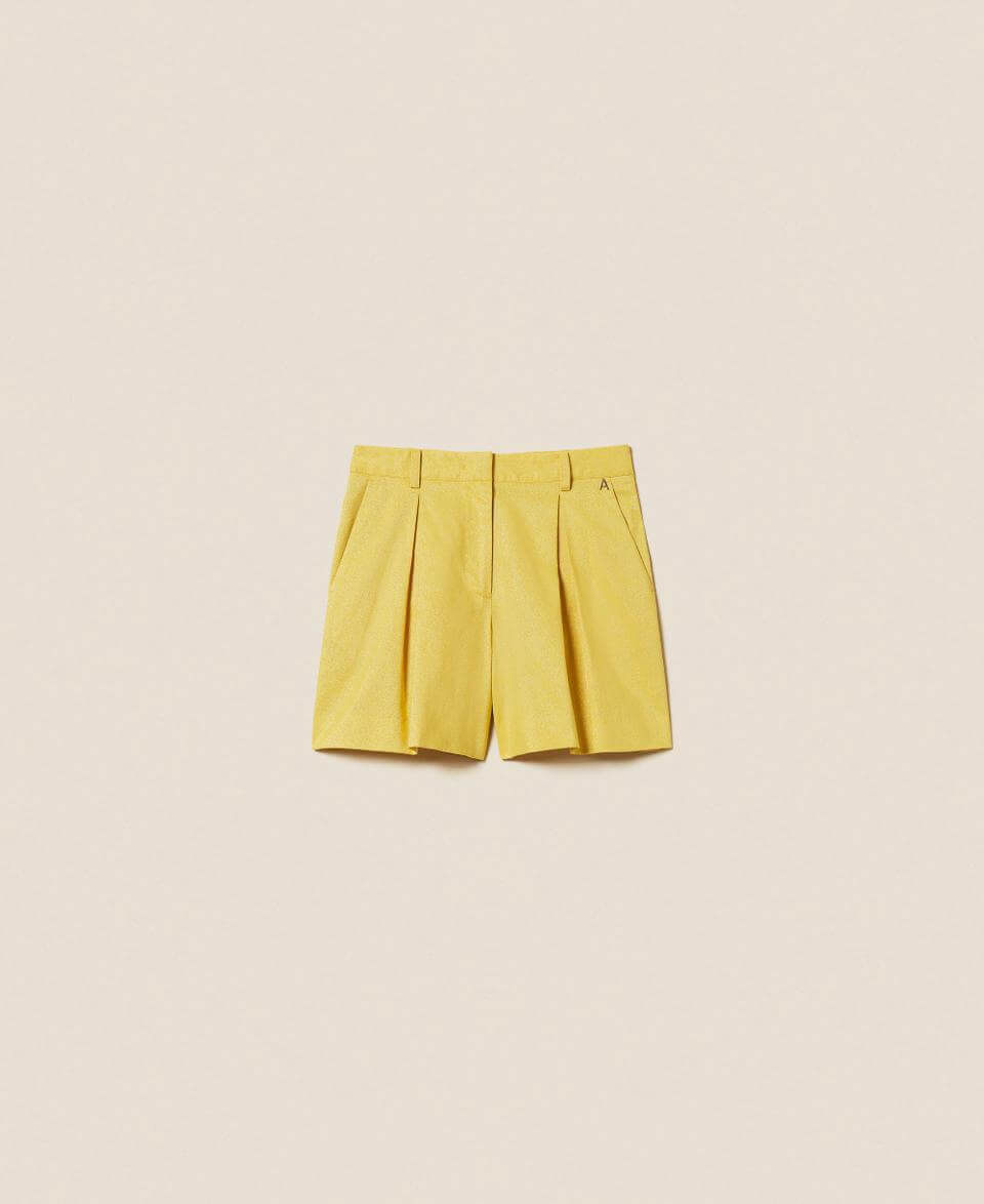 Linen blend Bermuda shorts with lurex